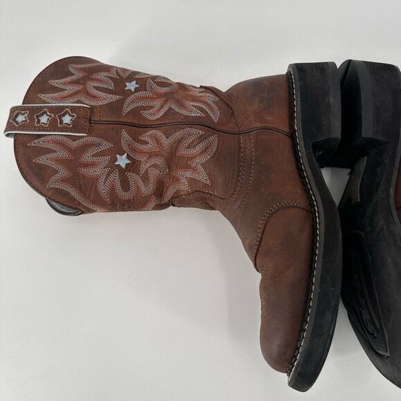 Ariat Pro Baby Brown Leather Western Embroidered Cowboy Boots Size 7 Style 16720 - Picture 6 of 13